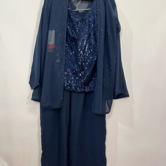 3 piece Mother of Bride Son set Pants, Sleeveless Sequin Top, Shrug Sz 22W NWT - Picture 3 of 10
